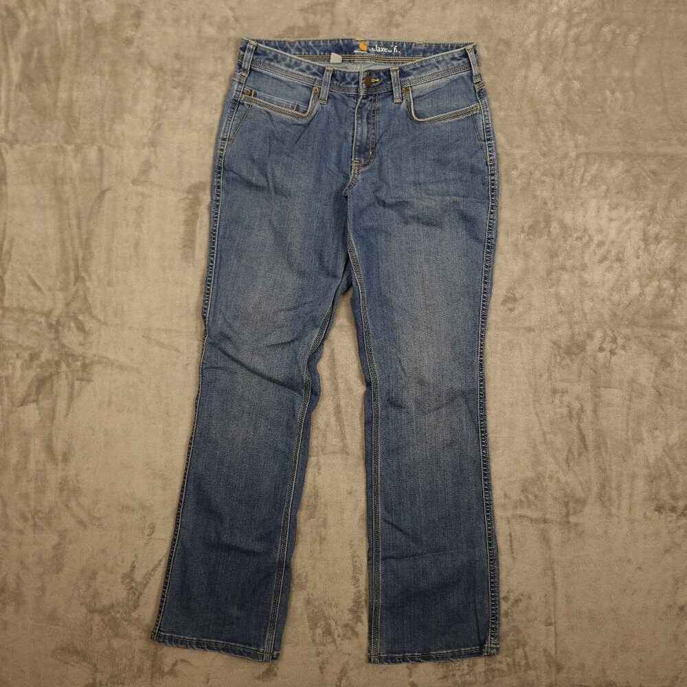 Carhartt‎ jeans Relaxed Fit bootcut women's 8R light wash blue denim